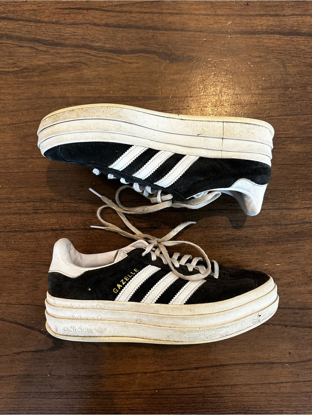 Adidas Gazelle Bold Platform Black White Suede Sneakers Womens Size 7.5